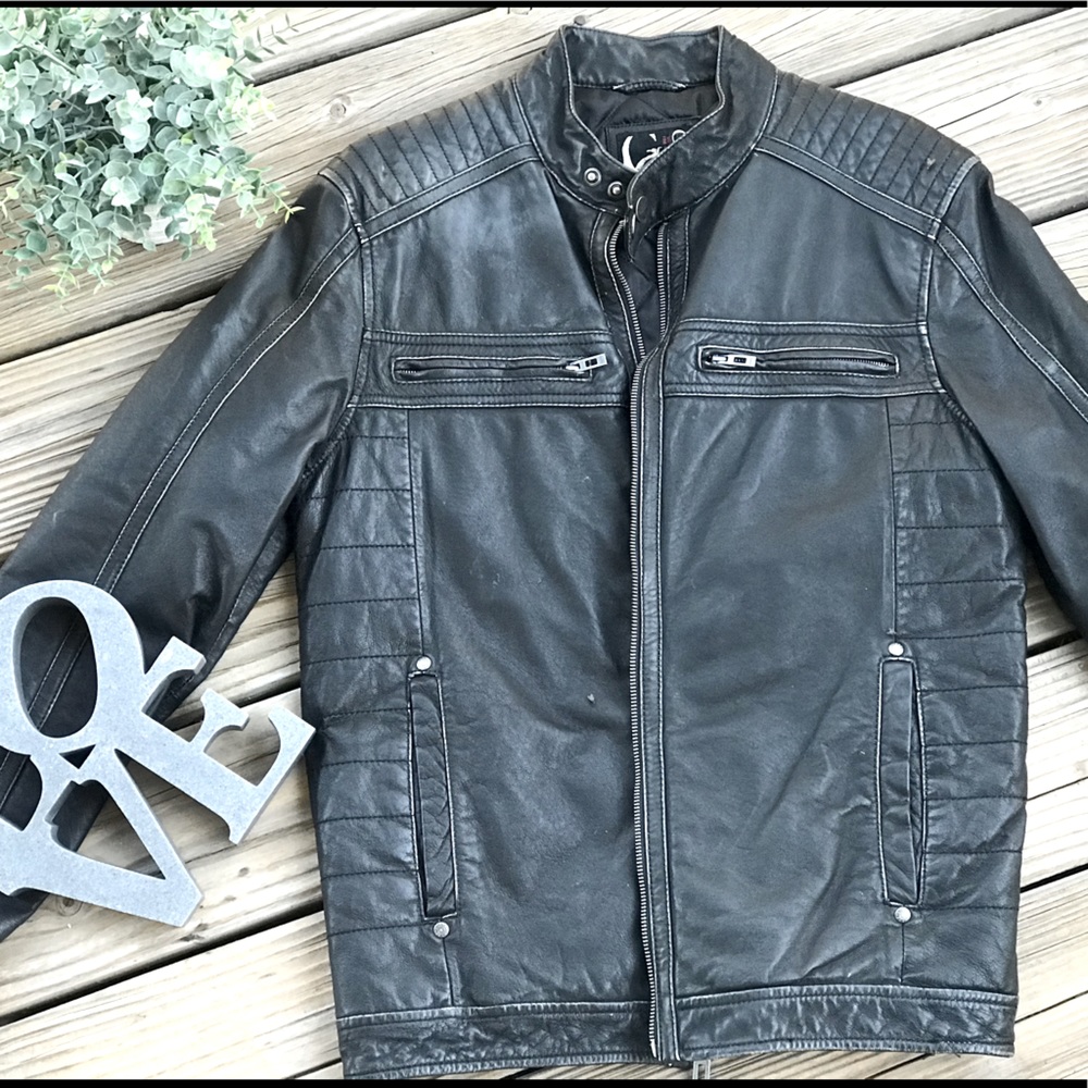 Men’s Leather Jacket Size (S) by Guess